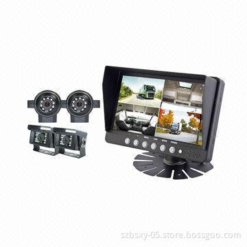 Rearview Camera System with 7-inch 4-CH Digital Quad Monitor Heavy-duty Cameras for Bus